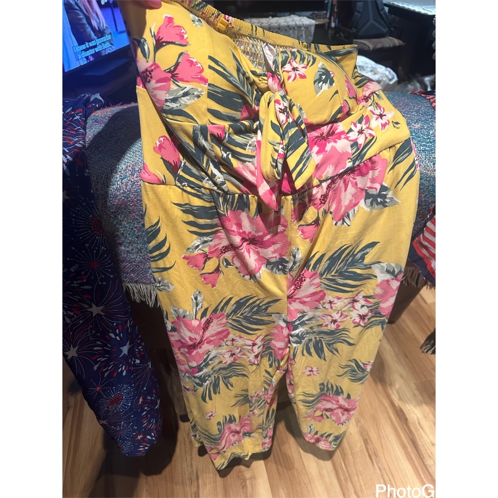 Long flower romper strapless